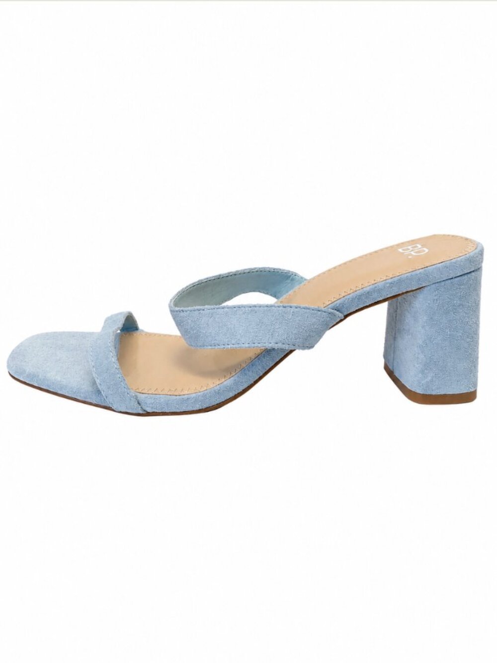 BP Emmie Light Blue/Gray Suede Block Heel Sandals Size 9.5